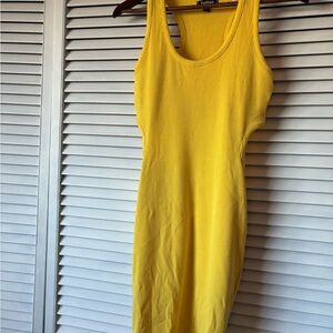 Yellow Ribbed Midi Dress